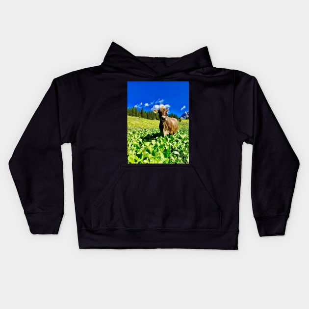 Cow from the Bregenz Forest in Vorarlberg Kids Hoodie by Sturmlechner